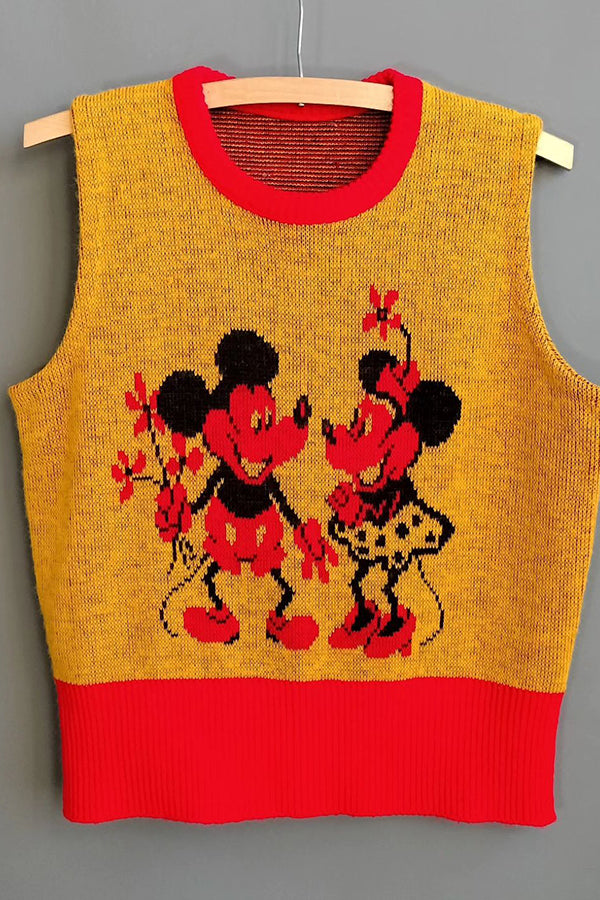 70s Neon Mickey And Minnie Sweater Vest