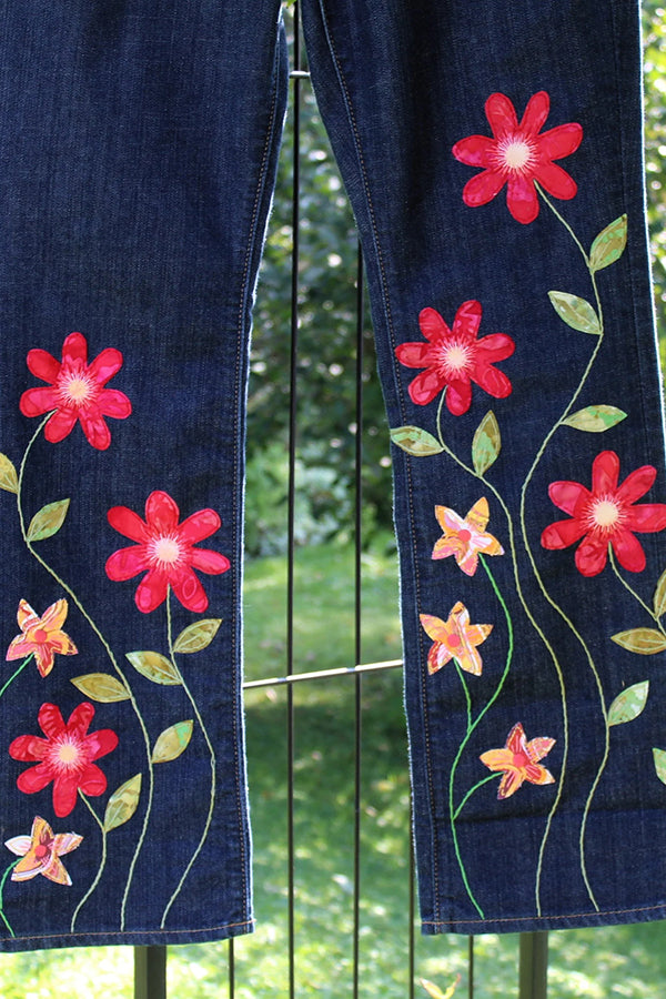 Boho Retro Style Flower Embroidered Jeans