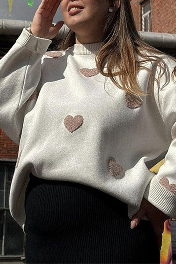 Autumn and Winter Heart-Shaped Round Neck Casual Tops