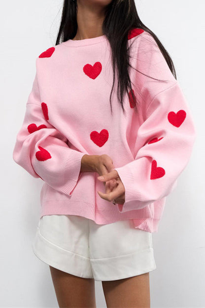 Autumn and Winter Heart-Shaped Round Neck Casual Tops