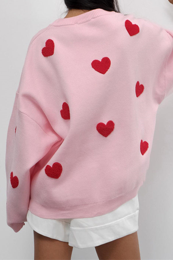 Autumn and Winter Heart-Shaped Round Neck Casual Tops