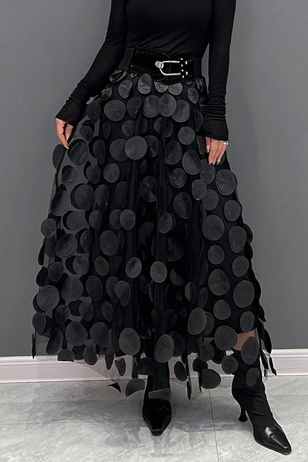 Heavy Craft Three-dimensional Polka Dot Circle Mesh Skirt