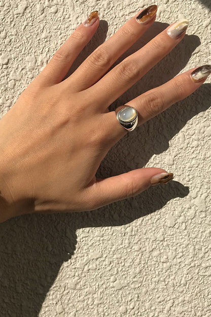 Simple Sterling Silver Agate Handmade Ring