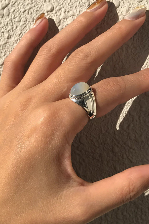 Simple Sterling Silver Agate Handmade Ring