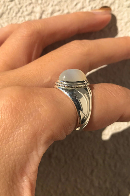 Simple Sterling Silver Agate Handmade Ring