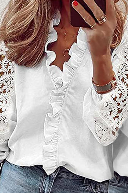 Lace Panel Long Sleeve Shirt