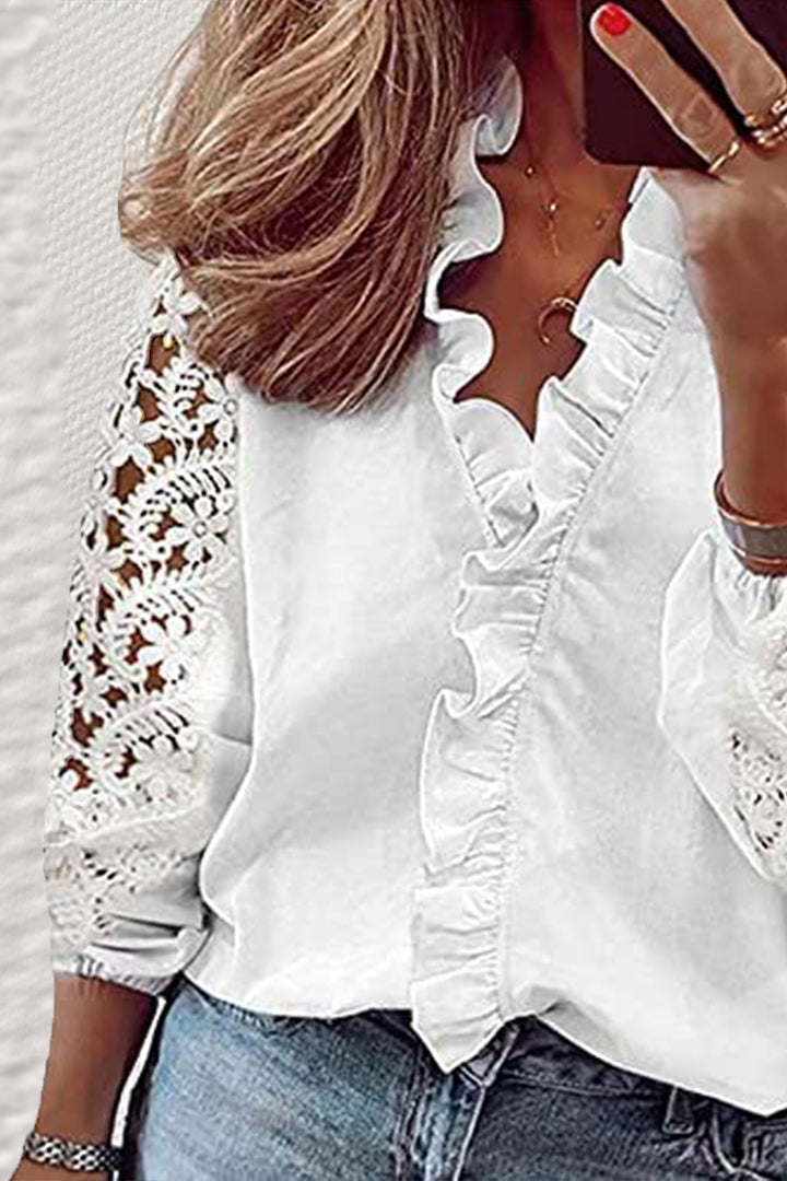 Lace Panel Long Sleeve Shirt