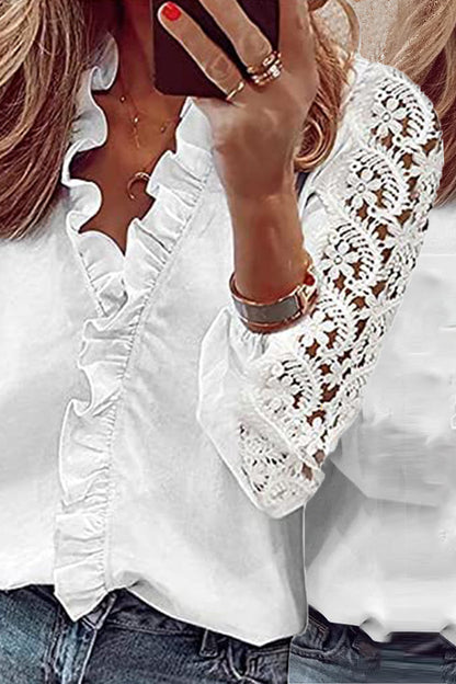 Lace Panel Long Sleeve Shirt