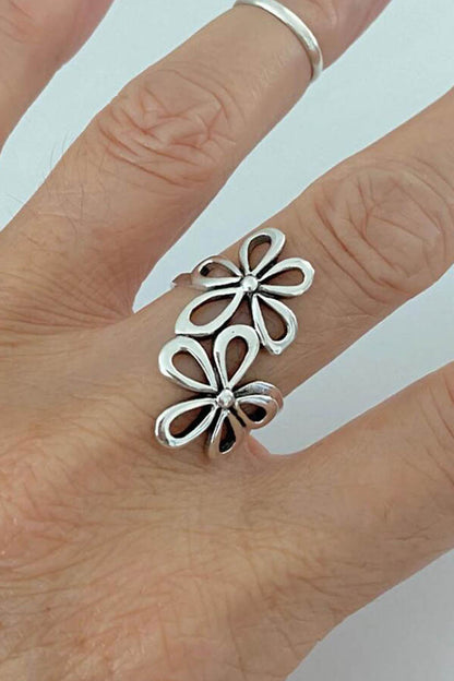 Boho Vintage Floral Cutout Open Ring Beach Vacation Ethnic Jewelry