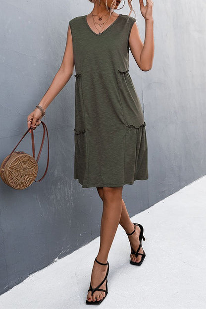 Relaxed Pleated Mini Dress